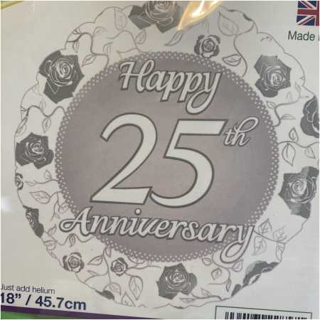 Marriage Foil Balloon 25th Anniversary Rose, The Baggery Sundries UK Ltd Marriage Foil Balloon 25th Anniversary Rose