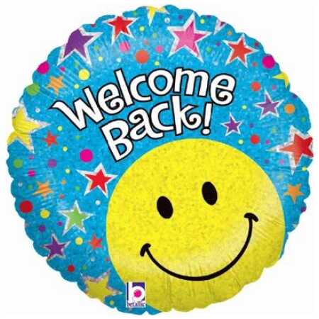 Welcome Back Foil Balloon Smiley