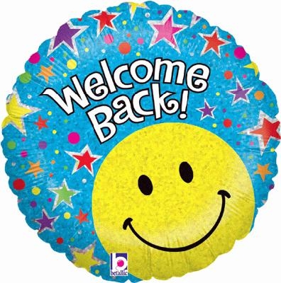 Welcome Back Foil Balloon Smiley, The Baggery Sundries UK Ltd Welcome Back Foil Balloon Smiley