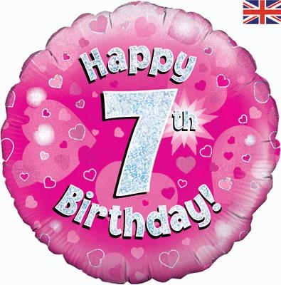 Happy Birthday Pink Holographic Balloon, The Baggery Sundries UK Ltd Happy Birthday Pink Holographic Balloon