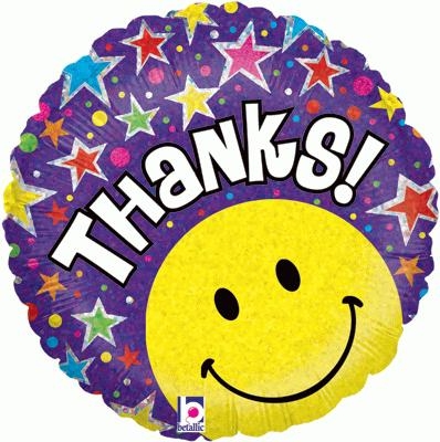 Thanks Smiley Face - holographic, The Baggery Sundries UK Ltd Thanks Smiley Face - holographic