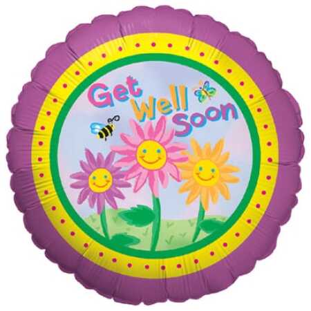 Get Well Soon Foil Balloon Happy Flowers