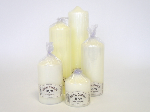 Chapel Candles - 70mm Base, The Baggery Sundries UK Ltd Chapel Candles - 70mm Base