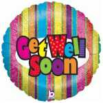 Get Well Soon Foil Balloon Stripes