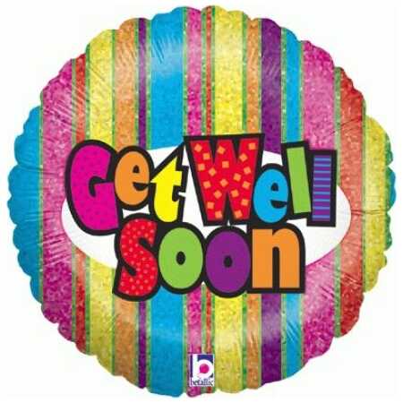 Get Well Soon Foil Balloon Stripes