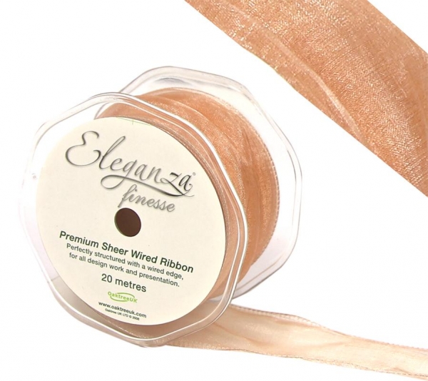 50mm Organza Ribbon - Rose Gold, The Baggery Sundries UK Ltd 50mm Organza Ribbon - Rose Gold
