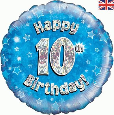 18inch Happy Birthday Blue - Holographic Balloon, The Baggery Sundries UK Ltd 18inch Happy Birthday Blue - Holographic Balloon