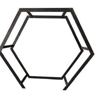 254cm Heptagon KD Wooden Arch Burnt Wood, The Baggery Sundries UK Ltd 254cm Heptagon KD Wooden Arch Burnt Wood