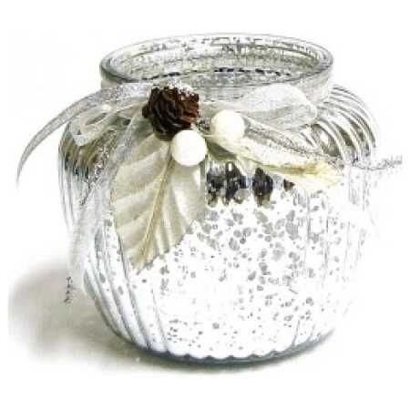Christmas Glass Urn - Silver