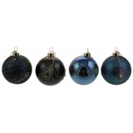 Christmas- peacock baubles glass
