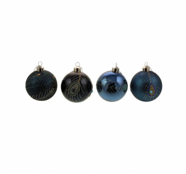 Christmas- peacock baubles glass, The Baggery Sundries UK Ltd Christmas- peacock baubles glass