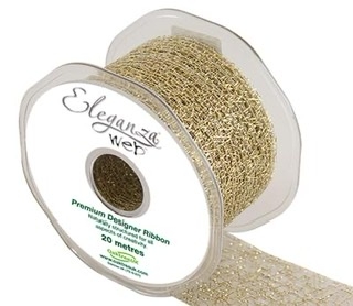 Eleganza Web Ribbon 50mm x 20m Metallic Gold, The Baggery Sundries UK Ltd Eleganza Web Ribbon 50mm x 20m Metallic Gold