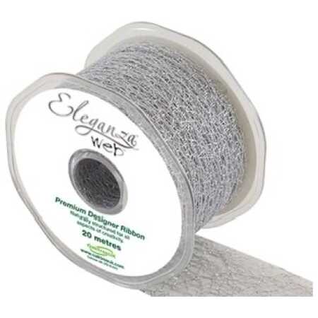 Eleganza Web Ribbon 50mm x 20m Metallic Silver