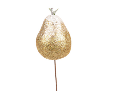 Christmas - Glitter pear pick - white, The Baggery Sundries UK Ltd Christmas - Glitter pear pick - white