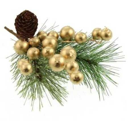 Christmas Glittered Berry Pick - Gold