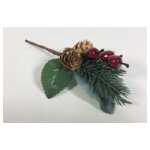 Christmas Pick - Dark Red Berry & Pine Cone
