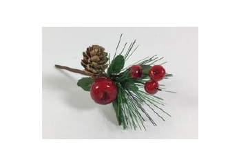 Christmas Pick - Red Apple, Berry & Pine Cone, The Baggery Sundries UK Ltd Christmas Pick - Red Apple, Berry & Pine Cone