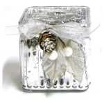 Christmas Glass Cube - Silver
