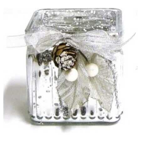 Christmas Glass Cube - Silver