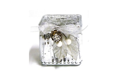 Christmas Glass Cube - Silver, The Baggery Sundries UK Ltd Christmas Glass Cube - Silver