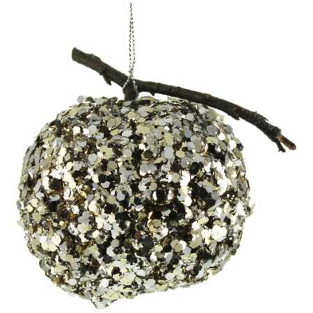 Christmas Glitter Apple - Silver