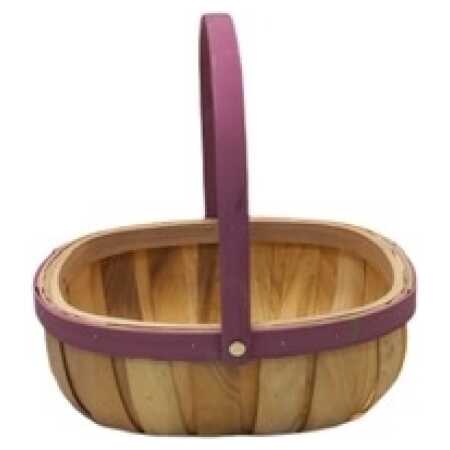 Trug Natural with Pink Rim and Handle