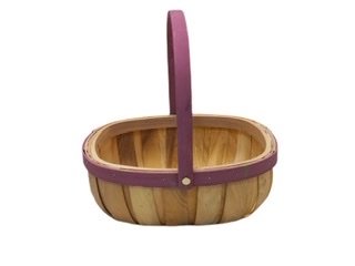 Trug Natural with Pink Rim and Handle