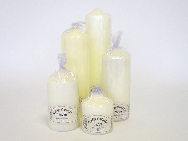 Chapel Candles - 70mm Base, The Baggery Sundries UK Ltd Chapel Candles - 70mm Base