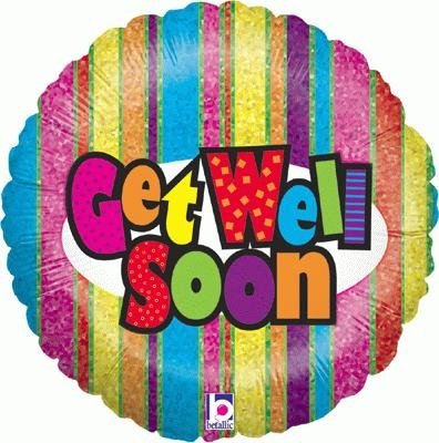 Get Well Soon Foil Balloon Stripes