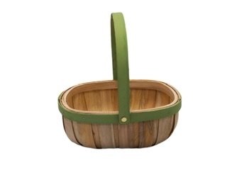 Trug Natural with Green Rim and Handle, The Baggery Sundries UK Ltd Trug Natural with Green Rim and Handle