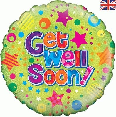 Get Well Soon Foil Balloon Dot Star, The Baggery Sundries UK Ltd Get Well Soon Foil Balloon Dot Star
