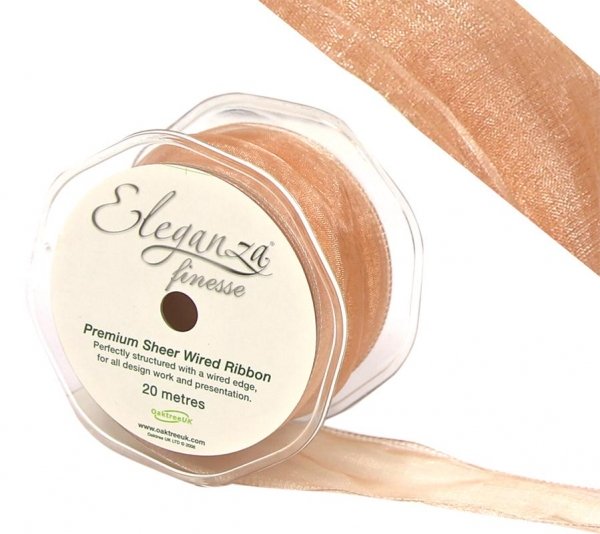 50mm Organza Ribbon - Rose Gold, The Baggery Sundries UK Ltd 50mm Organza Ribbon - Rose Gold
