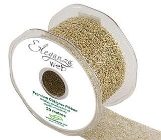 Eleganza Web Ribbon 50mm x 20m Metallic Gold, The Baggery Sundries UK Ltd Eleganza Web Ribbon 50mm x 20m Metallic Gold