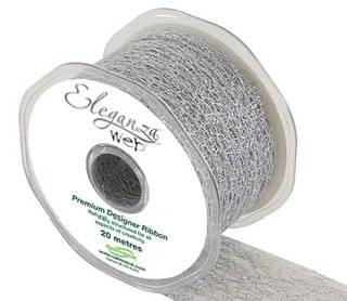 Eleganza Web Ribbon 50mm x 20m Metallic Silver
