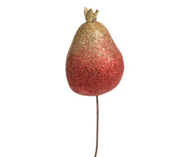 Christmas- Glitter pear pick red, The Baggery Sundries UK Ltd Christmas- Glitter pear pick red