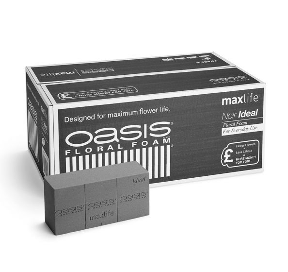 Oasis® Noir Ideal Floral Foam Maxlife Brick - Wet, The Baggery Sundries UK Ltd Oasis® Noir Ideal Floral Foam Maxlife Brick - Wet