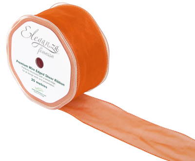 50mm Organza Ribbon - Orange, The Baggery Sundries UK Ltd 50mm Organza Ribbon - Orange