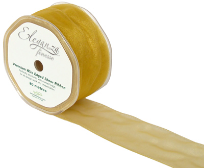 50mm Organza Ribbon - Gold, The Baggery Sundries UK Ltd 50mm Organza Ribbon - Gold