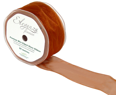50mm Organza Ribbon - Copper, The Baggery Sundries UK Ltd 50mm Organza Ribbon - Copper