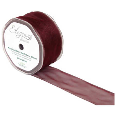 50mm Organza Ribbon - Burgundy