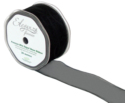 50mm Organza Ribbon - Black, The Baggery Sundries UK Ltd 50mm Organza Ribbon - Black