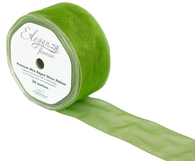 50mm Organza Ribbon - Pistachio, The Baggery Sundries UK Ltd 50mm Organza Ribbon - Pistachio