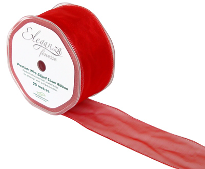 50mm Organza Ribbon - Red, The Baggery Sundries UK Ltd 50mm Organza Ribbon - Red