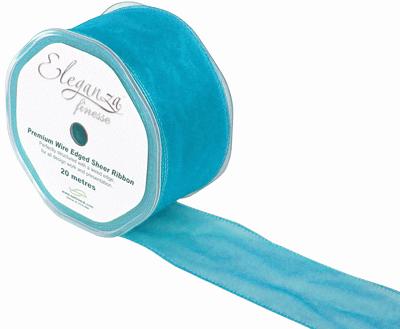 50mm Organza Ribbon - Turquoise, The Baggery Sundries UK Ltd 50mm Organza Ribbon - Turquoise