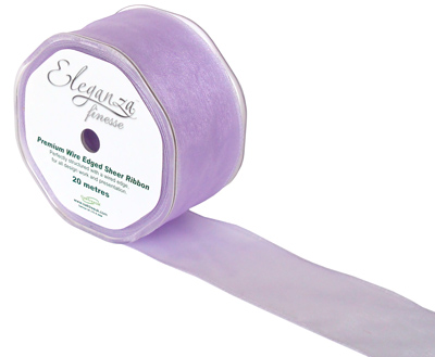 50mm Organza Ribbon - Lavender, The Baggery Sundries UK Ltd 50mm Organza Ribbon - Lavender