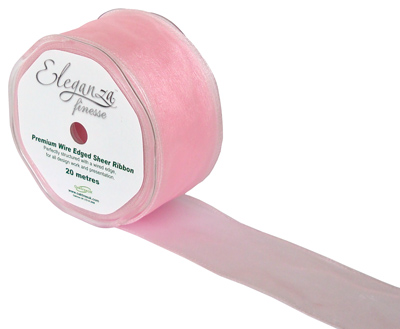 50mm Organza Ribbon - Light Pink, The Baggery Sundries UK Ltd 50mm Organza Ribbon - Light Pink