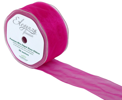 50mm Organza Ribbon - Hot Pink, The Baggery Sundries UK Ltd 50mm Organza Ribbon - Hot Pink