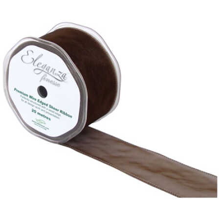 50mm Organza Ribbon - Chocolate
