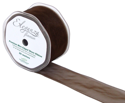 50mm Organza Ribbon - Chocolate, The Baggery Sundries UK Ltd 50mm Organza Ribbon - Chocolate