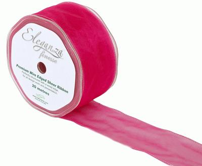 50mm Organza Ribbon - Deep Cerise, The Baggery Sundries UK Ltd 50mm Organza Ribbon - Deep Cerise